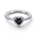 Anillo Pandora Corazón Negro Elevado Plata 198421C04