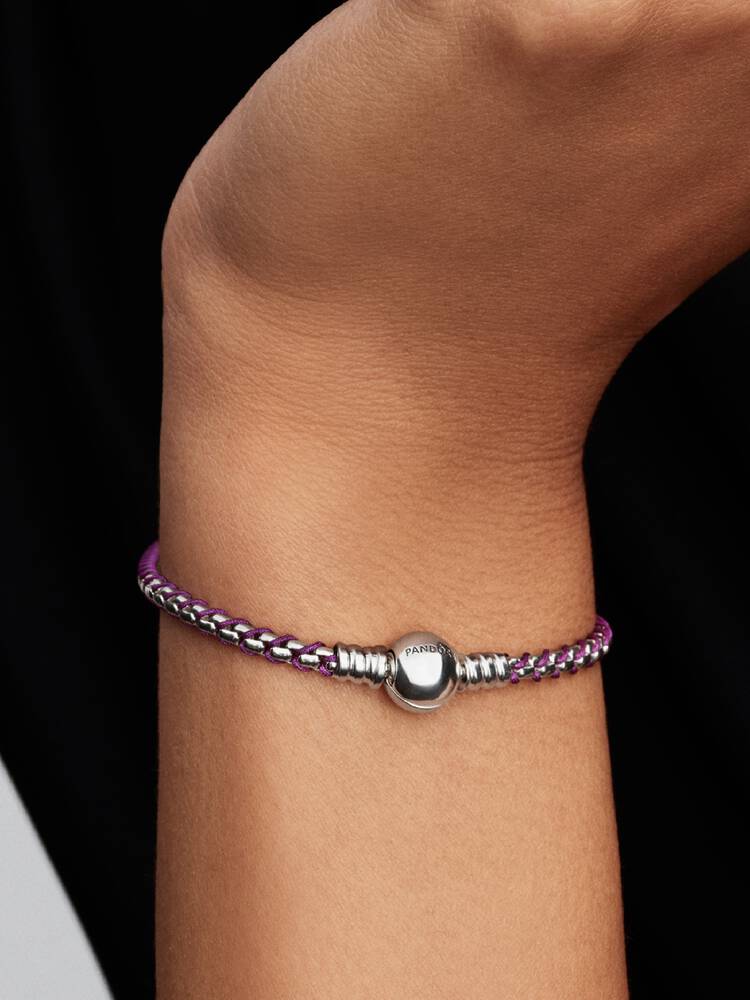 Pulsera Pandorea Cadena Caja Cordón Morado 593816C03