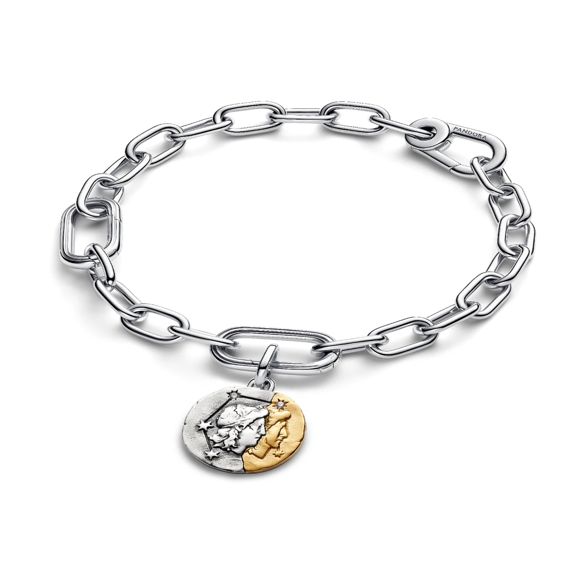 Charm Medallón en plata de ley y con un recubrimiento en oro de 14k Zodiaco Géminis (Adicional 2)