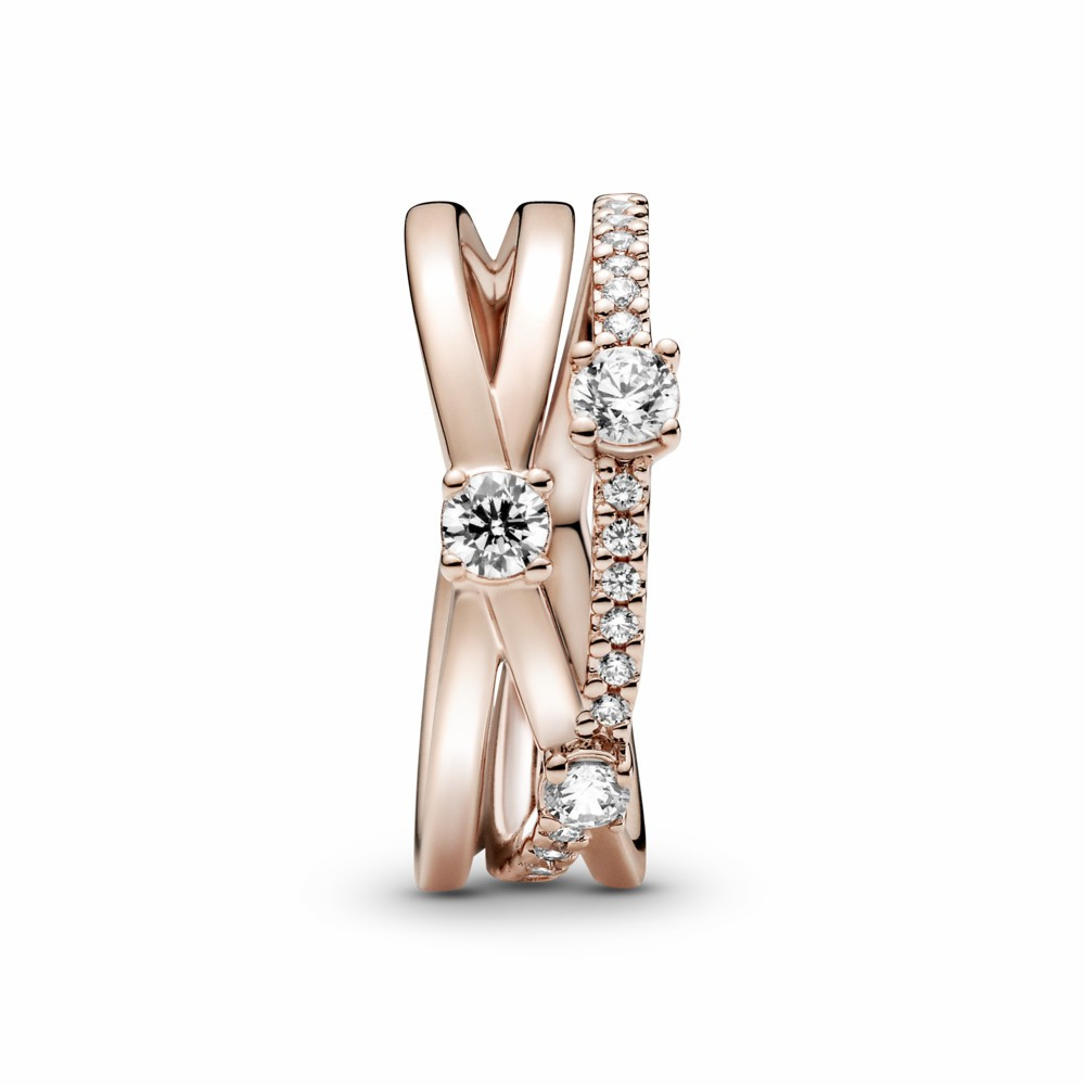 Anillo Pandora Rose Triple Banda Brillante