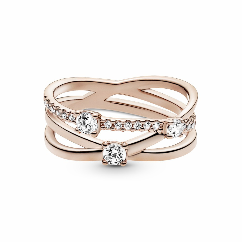 Anillo Pandora Rose Triple Banda Brillante