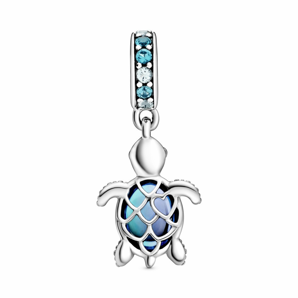 Charm Colgante Pandora Tortuga Marina Cristal Murano Azul