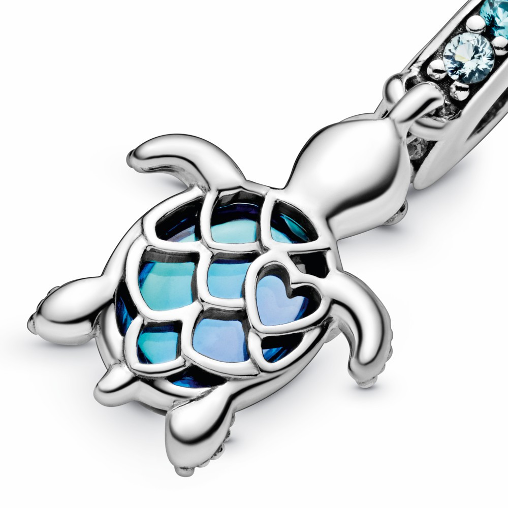 Charm Colgante Pandora Tortuga Marina Cristal Murano Azul