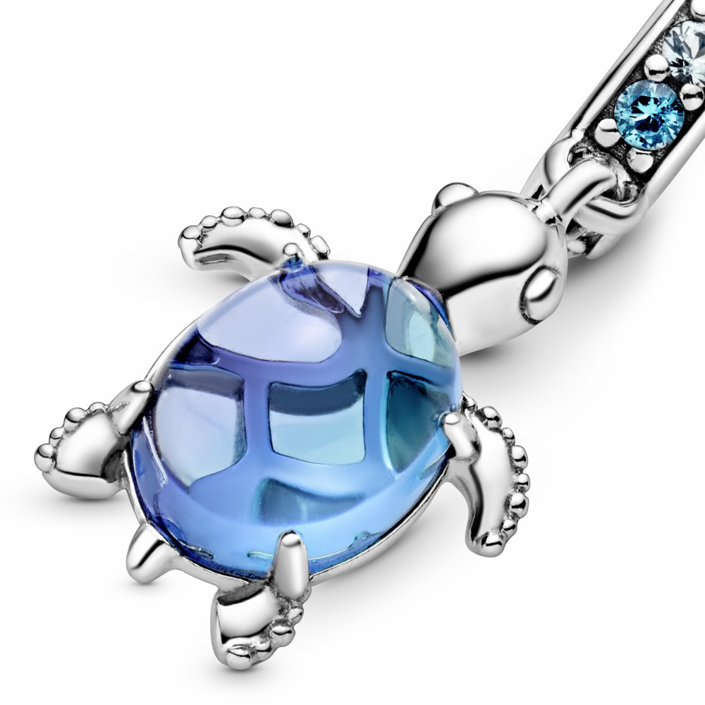 Charm Colgante Pandora Tortuga Marina Cristal Murano Azul