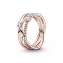 Anillo Pandora Rose Triple Banda Brillante