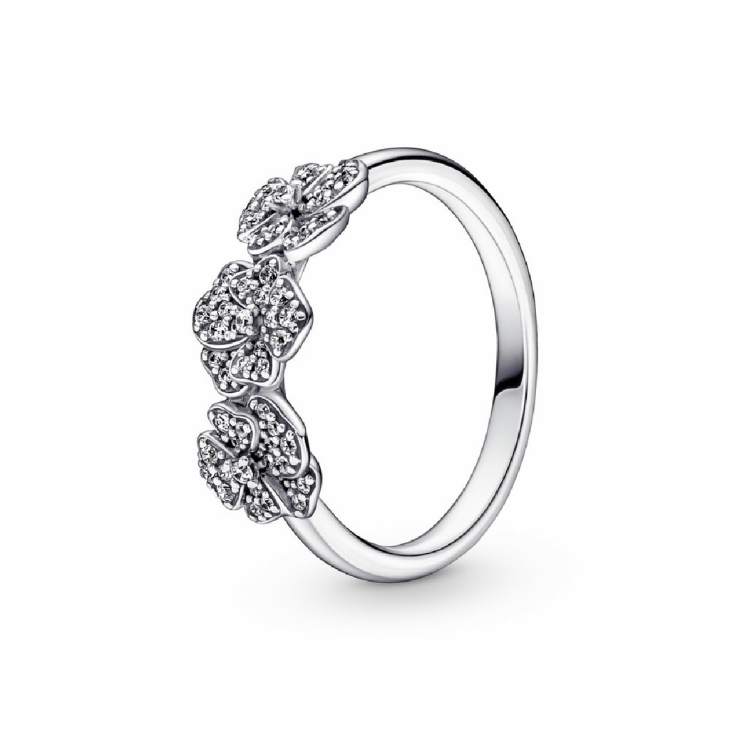 Anillo Pandora Triple Flor Pensamiento