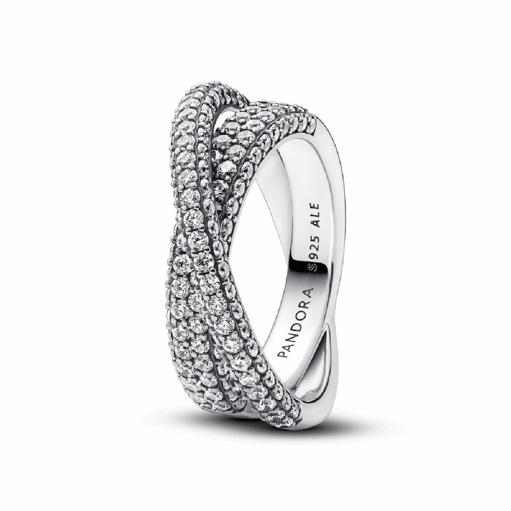 Anillo Pandora Timeless Pavé Cruzado de Doble Banda