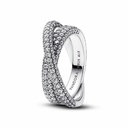 Anillo Pandora Timeless Pavé Cruzado de Doble Banda