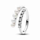 Anillo Pandora abierto con perlas cultivadas y pavé 193145C01