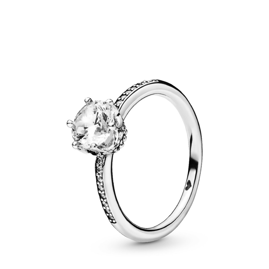 Anillo Pandora Corona Resplandor Transparente