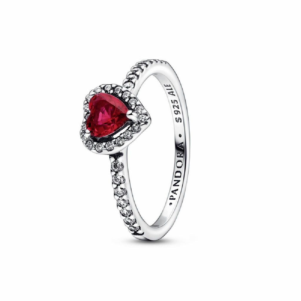 Anillo Pandora Corazón Nivelado Rojo Brillante