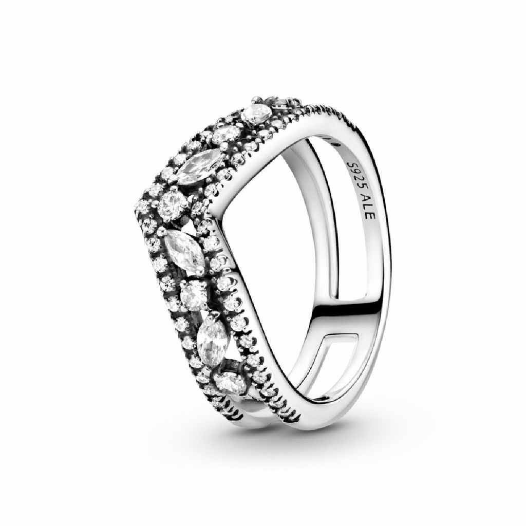 Anillo Pandora Plata Doble Deseo Brillante