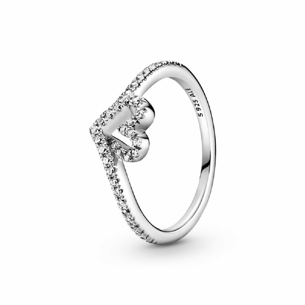 Anillo Pandora Plata Corazón Espumoso Brillante