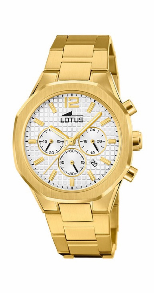 Reloj Lotus Hombre Excellent Multifunción Acero Dorado Esfera Plateada 18868/1