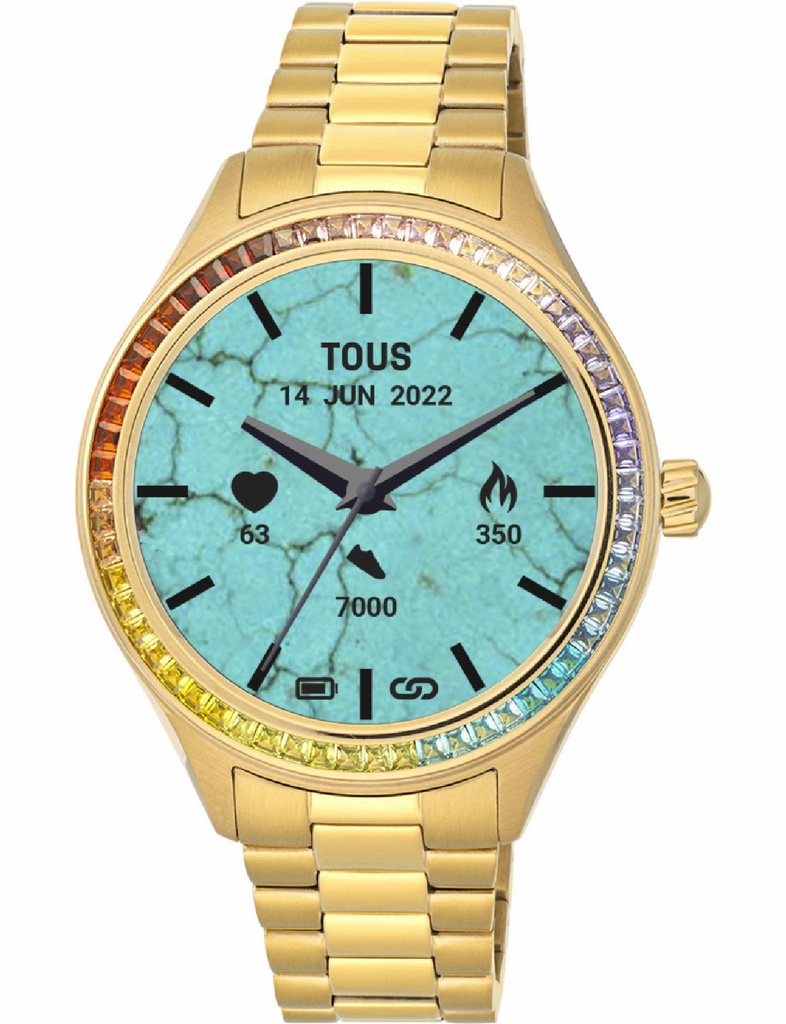 Reloj Tous Smartwatch Mujer T-Shine Connect Acero IP dorado y circonitas