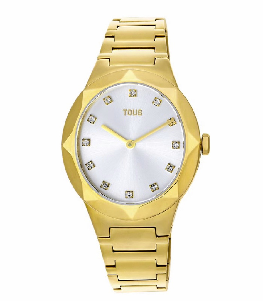 Reloj Tous Mujer Karal Oval Analógico Acero IP Dorado Esfera Blanca 200351055