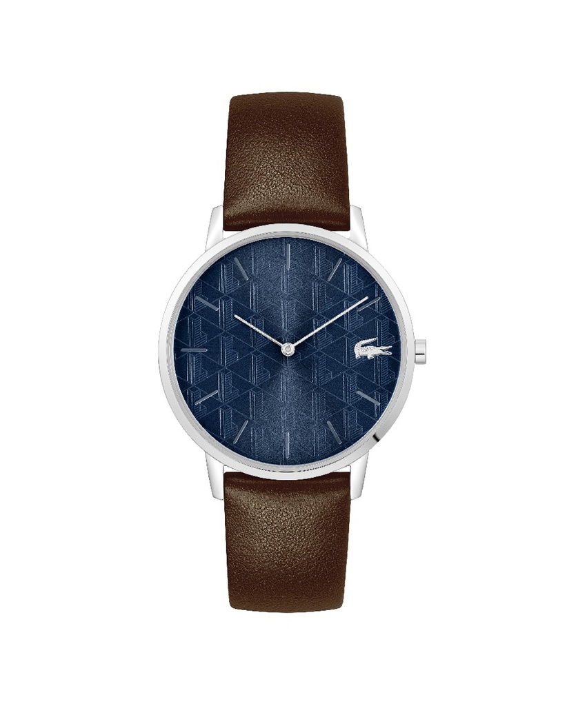 Reloj Lacoste Hombre Crocoring Analógico Correa Piel Marrón & Esfera Azul 2011307