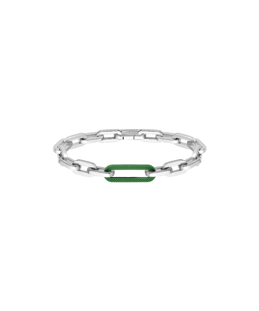 Pulsera Lacoste Hombre Ensemble Acero-Caucho Verde 2040103
