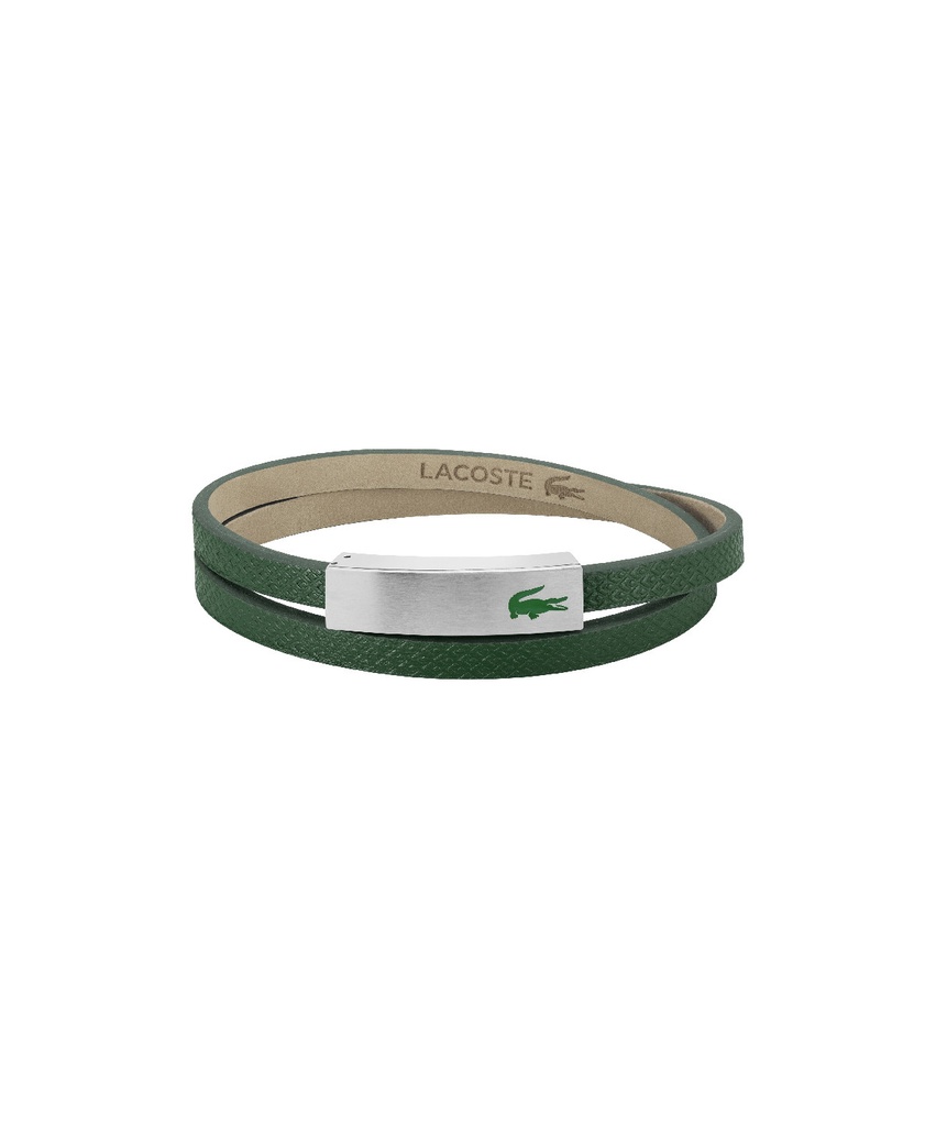 Pulsera Lacoste Hombre Port Piel verde con diseño petit piqué