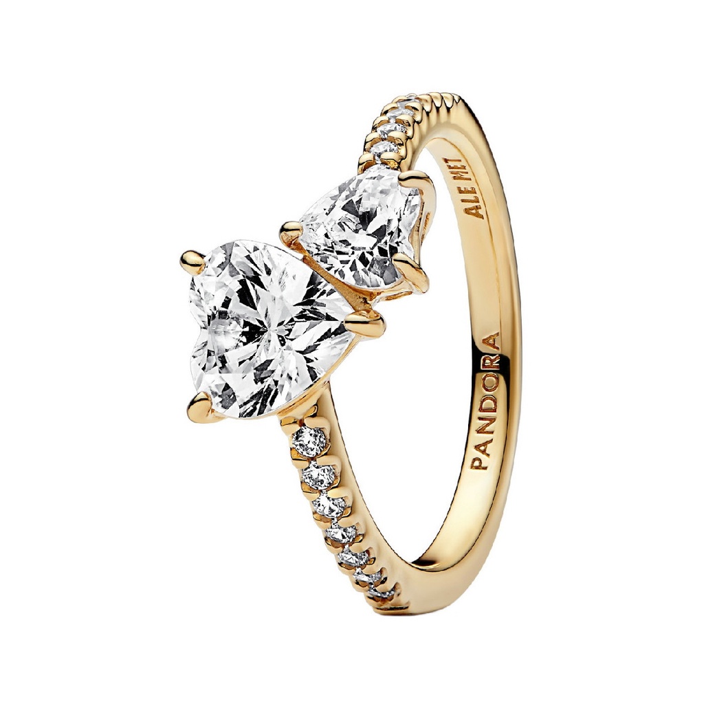 Anillo Pandora Corazón Doble Brillante
