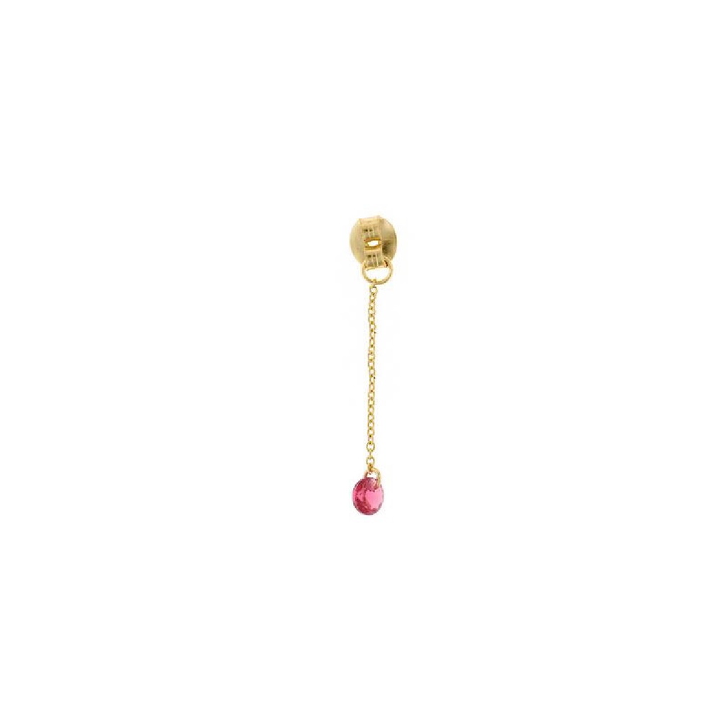 CHARM SALVATORE PLATA CHAPADO DORADO CADENA CON CIRCONITA ROJA