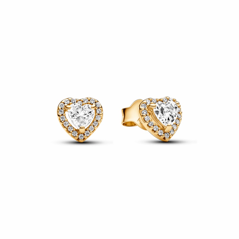 Pendientes Pandora Botón Corazón Elevado Brillante