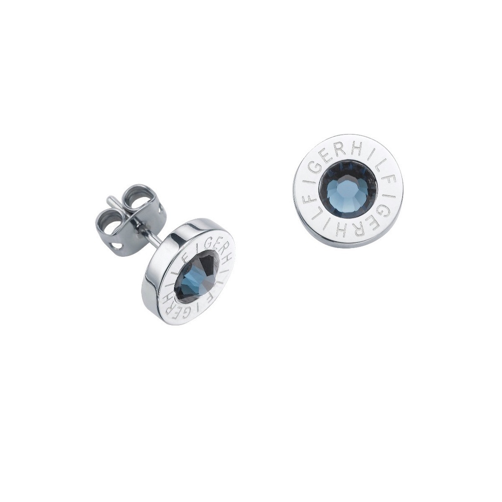 Pendientes botón Tommy Hilfiger Acero Inoxidable y Circonita azul