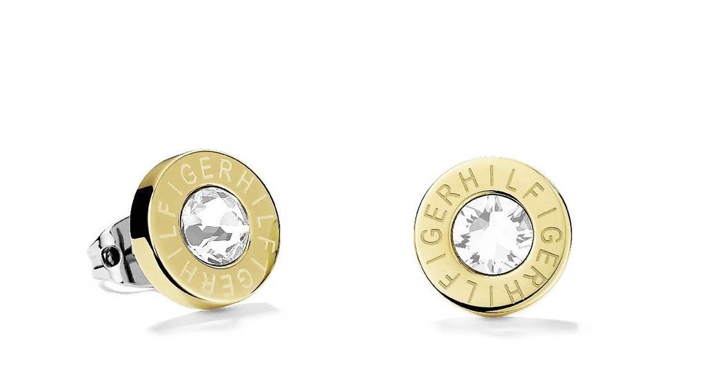 Pendientes Botón Tommy Hilfiger Acero IP dorado Cristal Swarovski 2700753