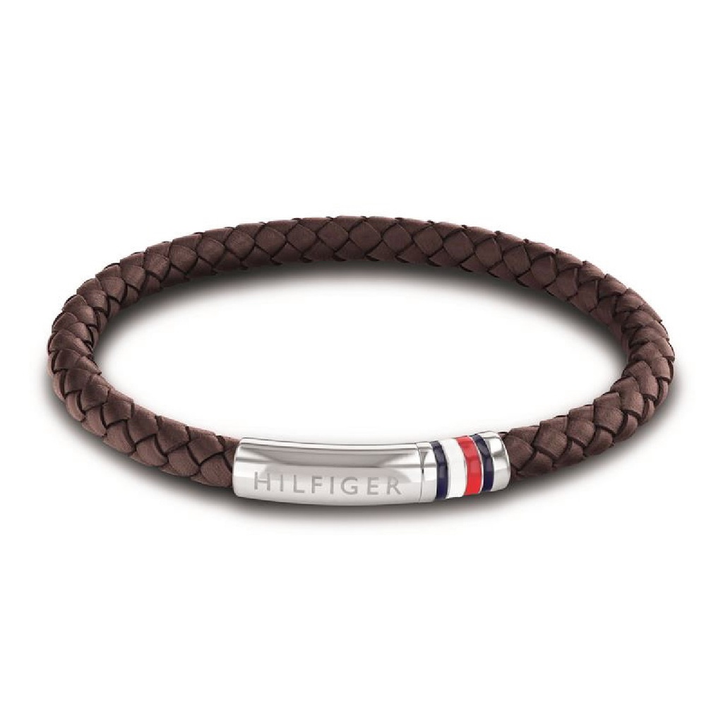 Pulsera Tommy HIlfiger Hombre Cuero Marrón Trenzado