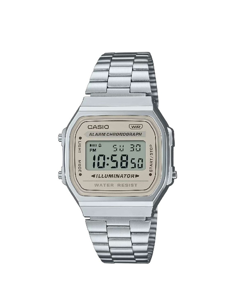 Reloj Casio Vintage Estilo Iconic Retro Unisex Plateado A168WA-8AYES