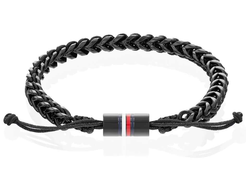 Pulsera Tommy Hilfiger Hombre Acero inox IP negro & nylon