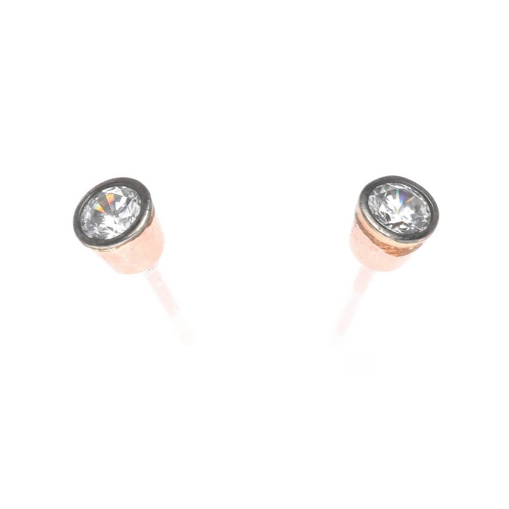 Pendientes Salvatore Circonita Baño Oro Rosa y Rutenio 12PE300148
