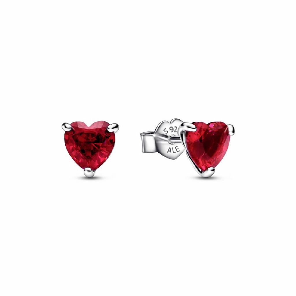 Pendientes Pandora de Botón Corazón Rojo