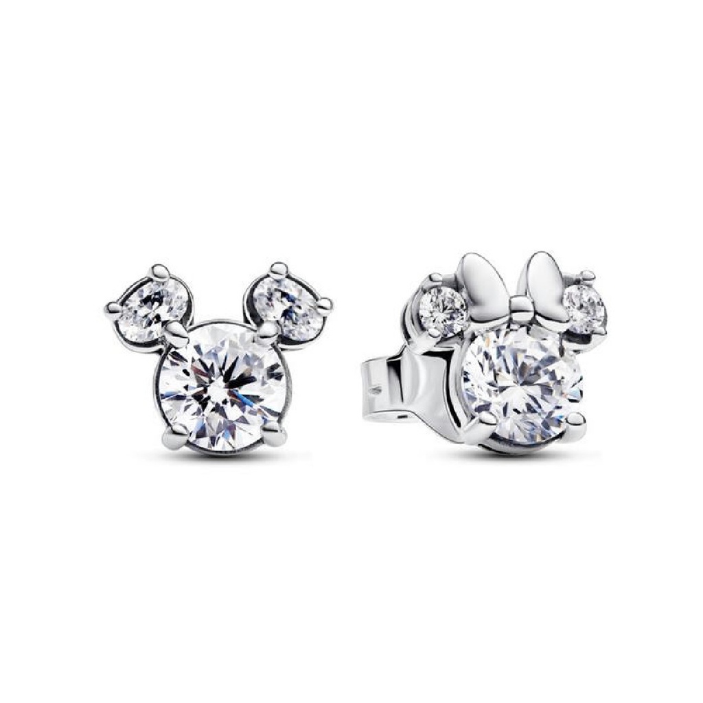 Pendientes Pandora Boton Mickey y Minni Mouse Brillantes Disney