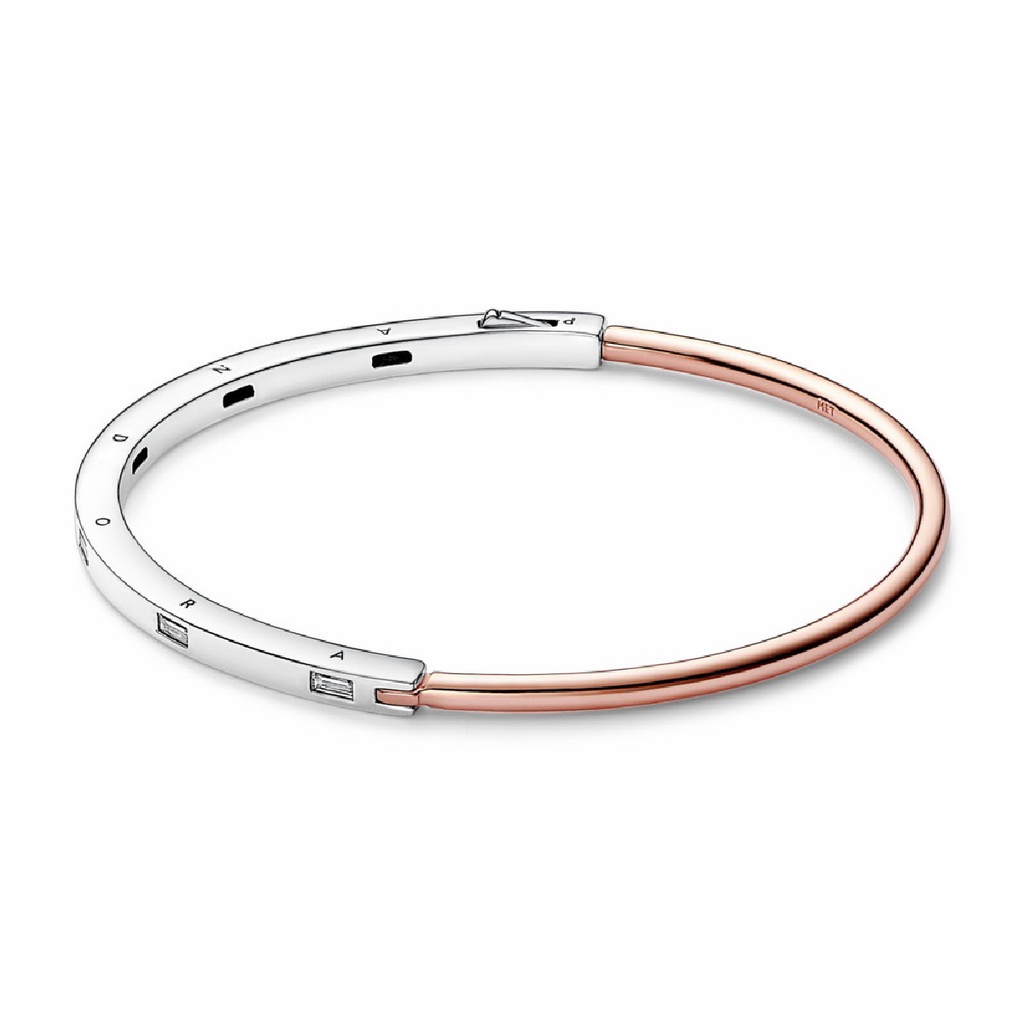 Pulsera Pandora Signature Dos Tonos y Gemas