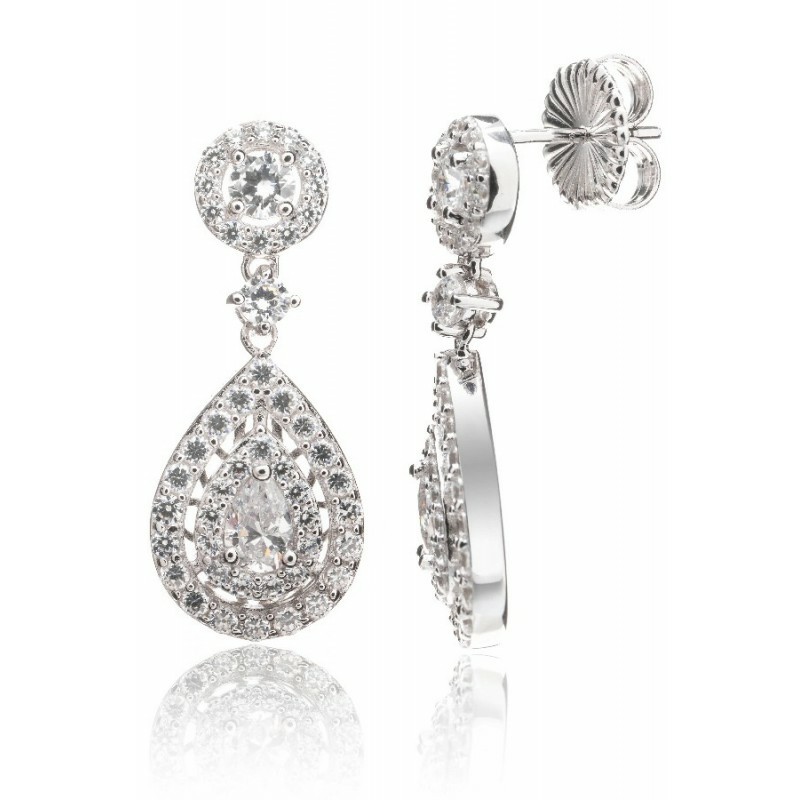 Pendientes Camaleoni Capricho Plata Rodio Lagrima Doble Cerc WP016.4.3/MP