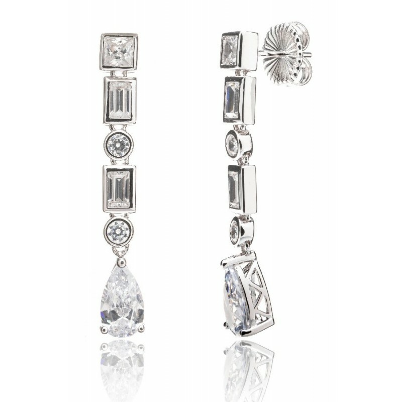 Pendientes Camaleoni Hunyad Plata Rodio 4 Bttes y Lagrima WP020/MP