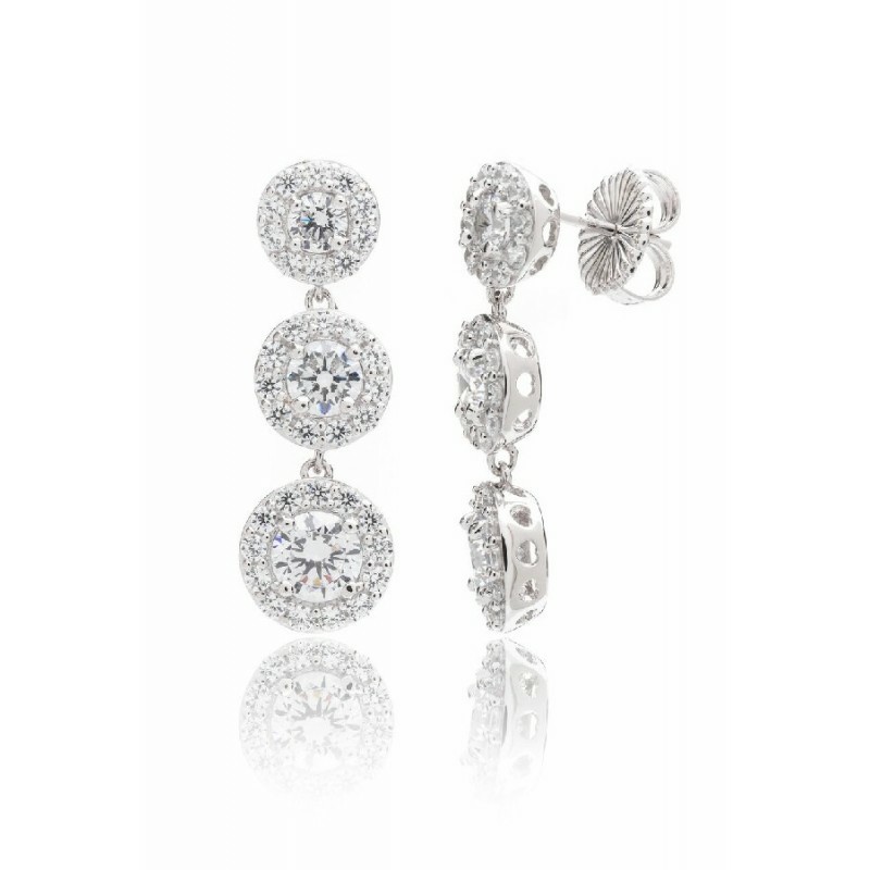 Pendientes Camaleoni Peterhof Plata Rodio 3 Centrales Bordea WP024/LP