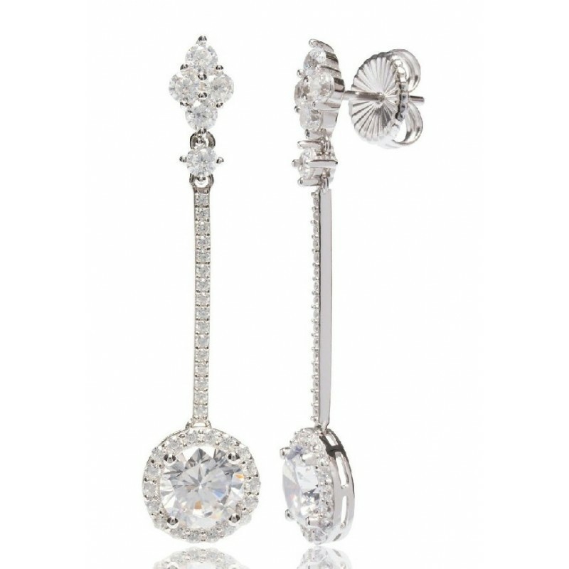 Pendientes Camaleoni Carcasona Plata Rodio Rombo, Barra WP035/LP