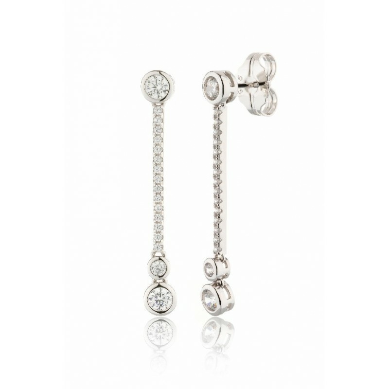 Pendientes Camaleoni Berta Plata Rodio Largo 3 Chatones WP079/LP