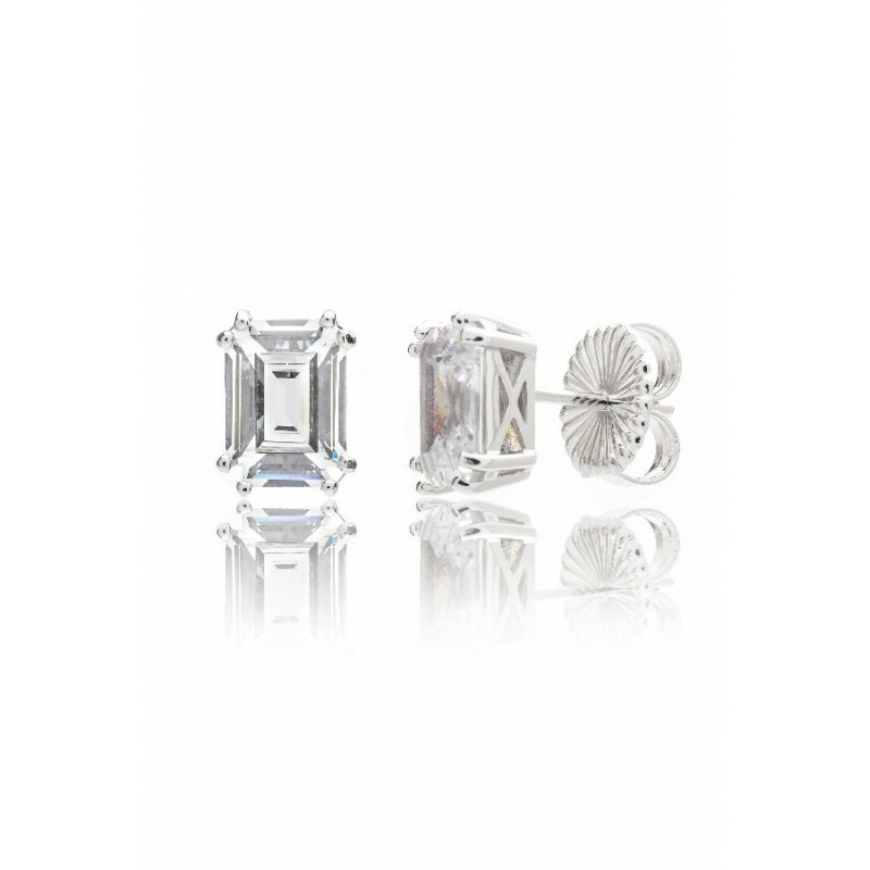 Pendientes Camaleoni  Annecy Plata Rodio Talla Esmeralda WP901. 6X8/CP