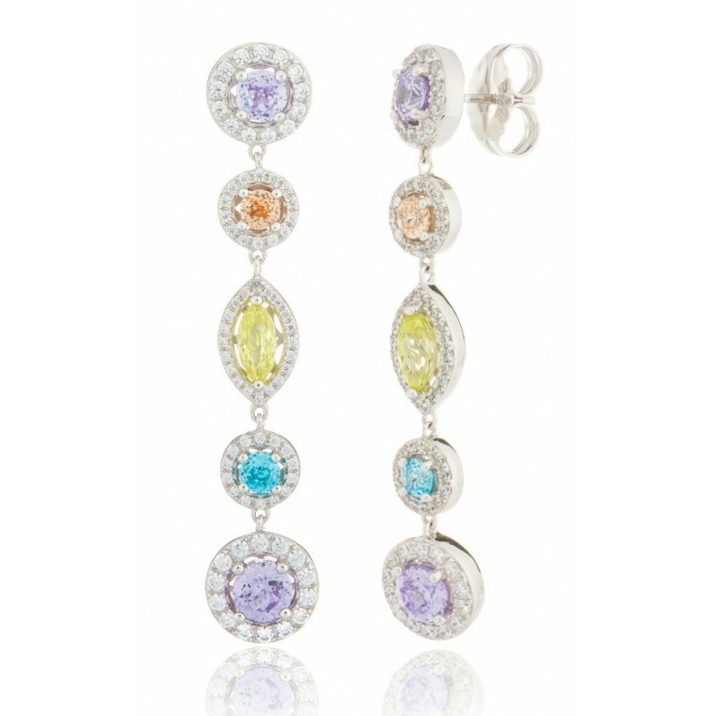 Pendientes Camaleoni Dorano Plata Rodio Oval Varios Colores WPC004/L/LP