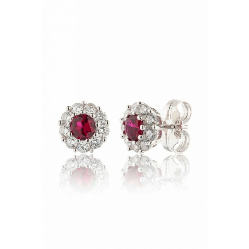 Pendientes Camaleoni Chambord  Plata Rodio Roseta Rubi WPC077/RB/CP