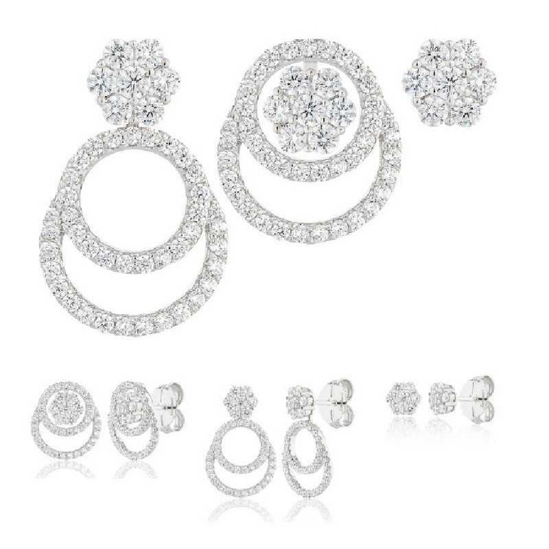 Pendientes Camaleoni  Plata Rodio Desmontable Flor WPD004/LP