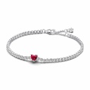 Pulsera tenis Pandora Corazón Brillante Rojo