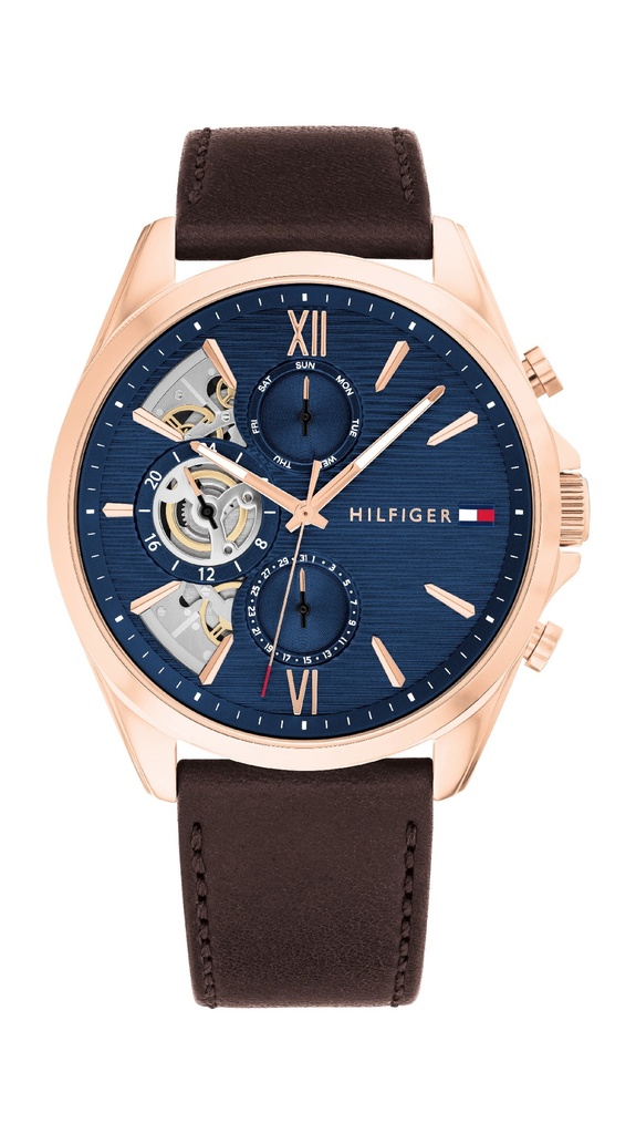 RELOJ TOMMY HILFIGER BAKER AZUL, ROSADO Y MARRON