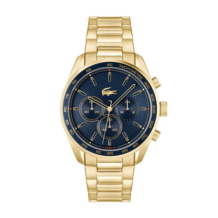 RELOJ LACOSTE BOSTON HOMBRE DORADO Y AZUL CRONOGRAFO