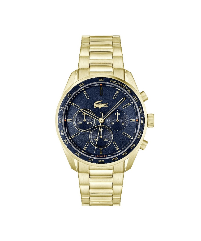 RELOJ LACOSTE BOSTON HOMBRE DORADO Y AZUL CRONOGRAFO