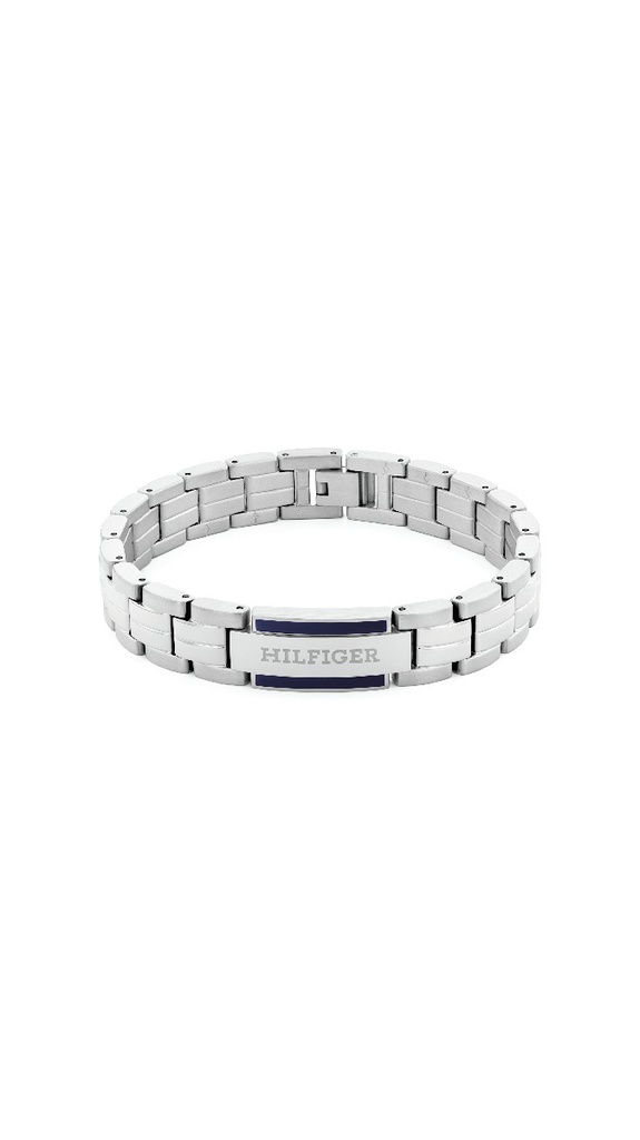 Pulsera Tommy Hilfiger Acero Inox Plateada y Placa con Logo Hombre 2790600
