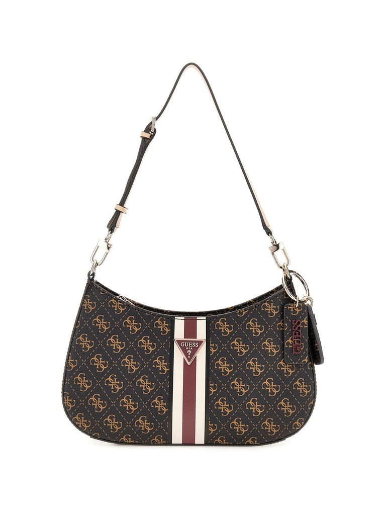 Bolso Guess Noelle Top Zip Shoul Marron Logotipo 4G
